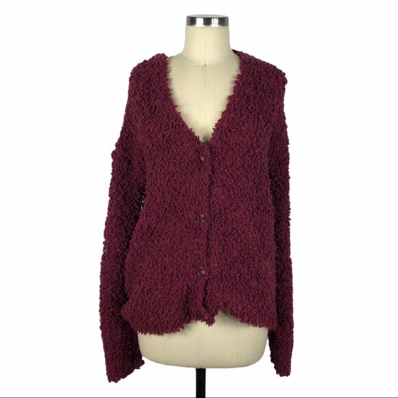 RXB Wine Cozy Popcorn Button Down Cardigan S NWT - Picture 1 of 6